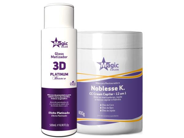 Magic Color - Kit Máscara Noblesse K. 800g + Matizador Platinum Branco Efeito Platinado 500ml