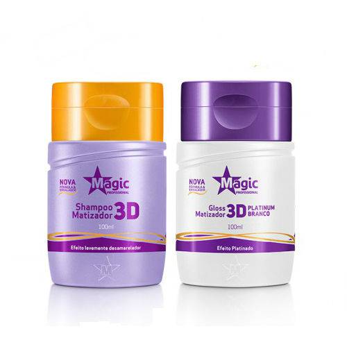 Magic Color - Mini Kit 3D Shampoo + Matizador Platinum Branco Efeito Platinado 100ml