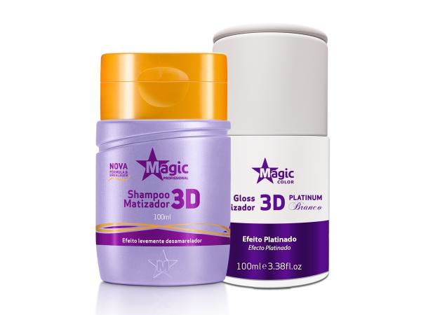 Magic Color - Mini Kit 3D Shampoo + Matizador Platinum Branco Efeito Platinado 100ml