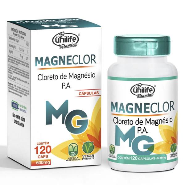 Magneclor Cloreto de Magnésio P.A. 600mg 120 Cápsulas Unilife