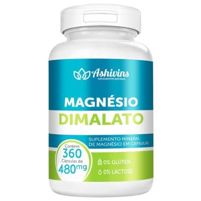 Magnésio Dimalato Ashivins 360 Caps 480 Mg
