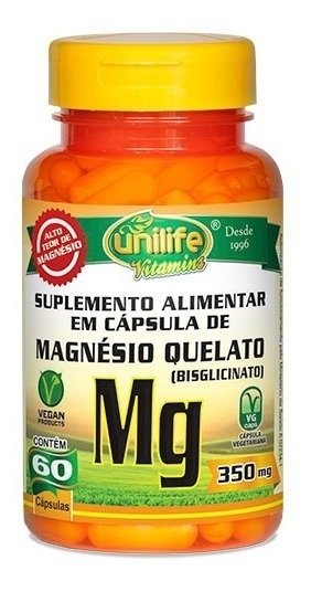 Magnésio Mg Unilife 60 Cápsulas Alto Teor de Magnésio 350Mg (Natural)