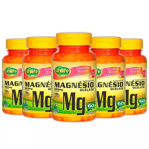 Magnésio Quelato - 5 Un de 60 Cápsulas - Unilife