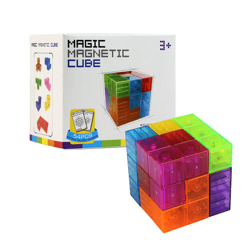 Magnéticos Buliding blocos mágicos 7pcs Cube Magnetic Tijolos magnéticos e 54 Smart Cards quebra-cabeças para Desenvolver presente Intelligence Crianças
