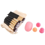 Makeup Brushes Kit+Oblique Puff & Waterdrop/Gourd Puff & Cleaning Puff Set