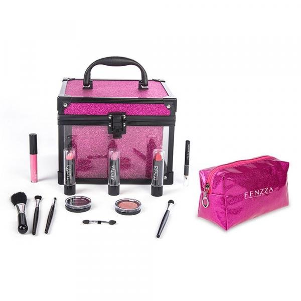 Maleta de Maquiagem Fenzza FZ-MT97PK-D Make Up Clear Pink