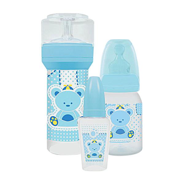 3 Mamadeiras Lillo Azul Primeiros Passos Bebe Infantil Rn