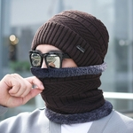 Man Neck Warmer Winter Hat Thick Knitted Cap Scarf Winter Hats Beanies