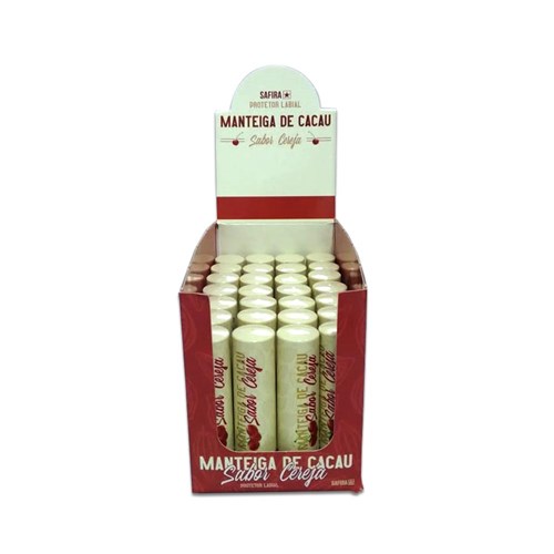 Manteiga de Cacau Protetor Labial Sabor Cereja Safira - Box C/ 35 Unid
