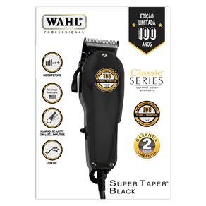 Máquina de Cortar Cabelo Wahl - Super Taper Black Cem Anos Edição Limitada - 220V