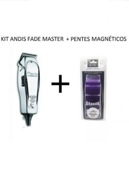Máquina de Corte Andis Fade Master 110v + Kit 5 Pentes Guias Magneticos