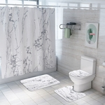 Marble impresso cortina de chuveiro tapete tampa do vaso tampa Mat Bath Mat Set cortinas de banheiro com 12 Hooks
