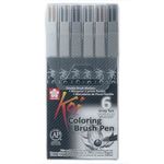 Marcador Artistico Koi Coloring Brush Pen C/6 Tons de Cinza