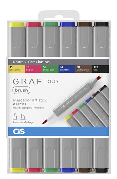 Marcador Cis Graf Duo Brush com 6 Unidades