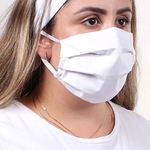 Kit Máscara Proteção Rosto Higiênica Tecido 10 Unidades com Forro em TNT - Reutilizável Rosa Estampada