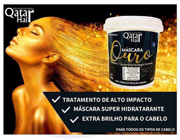 Máscara Banho de Ouro 6 Beneficios Qatar Hair 1000gr Qualque - Troia Hair