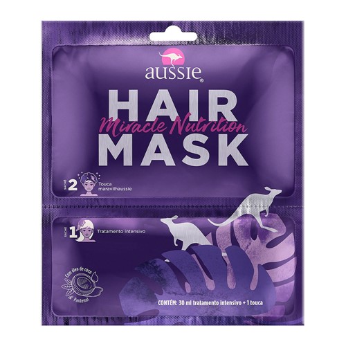 Máscara Capilar Aussie Hair Mask Miracle Nutrição Sachê 30ml + 1 Touca