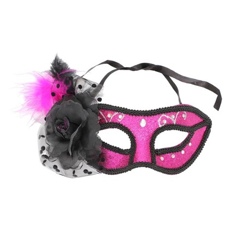 Mascara Carnaval com Plumas Pink