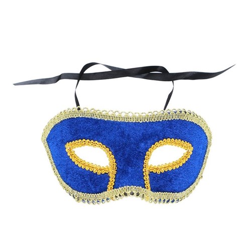 Mascara Carnaval Veludo Azul Azul