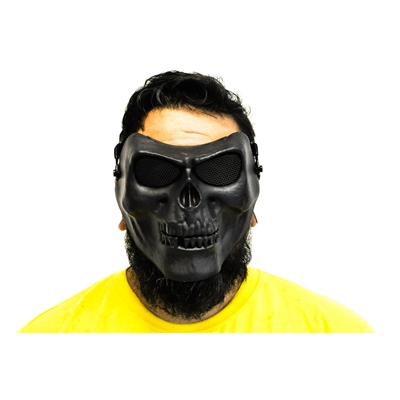 Máscara com Oculos de Proteção P/ Airsoft Skull Black - Hy-050bk