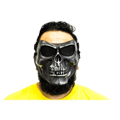 Máscara com Oculos de Proteção P/ Airsoft Skull Black - HY051PS