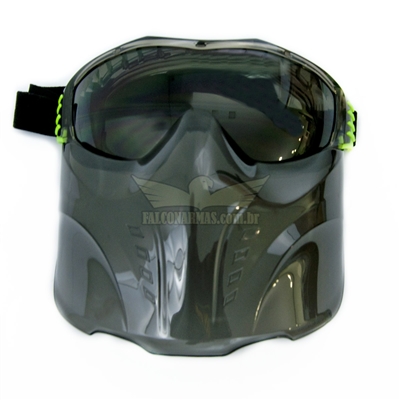 Máscara com Oculos de Proteção P/ Airsoft Super Safety 9+pf - Fumê
