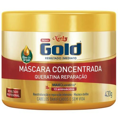 Máscara Concentrada Niely Gold Queratina Reparação - 1kg