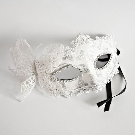 Máscara de Carnaval com Borboleta Branca - Unidade