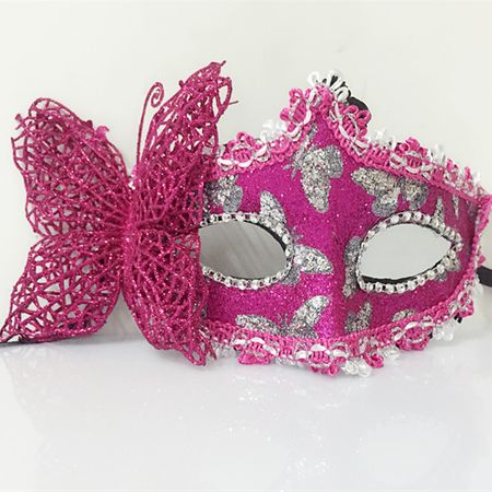 Máscara de Carnaval com Borboleta Rosa - Unidade