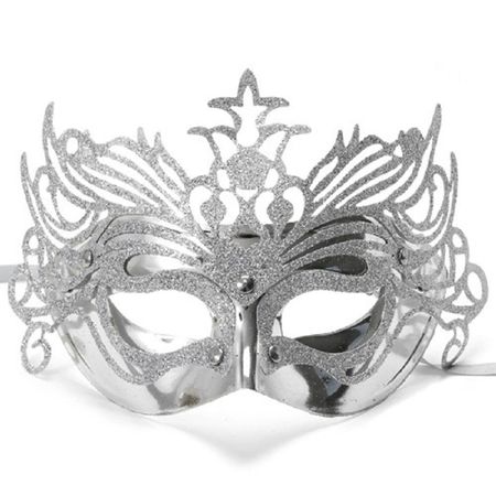 Máscara de Carnaval Veneziana Prata - Unidade