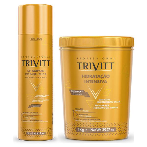 Máscara de Hidratação Intensiva 1kg e Shampoo 1L Trivitt