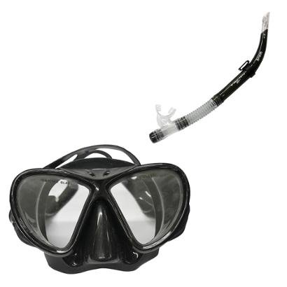 Máscara de Mergulho Black com Protetor Nasal Nautika + Respirador Snorkel Flex