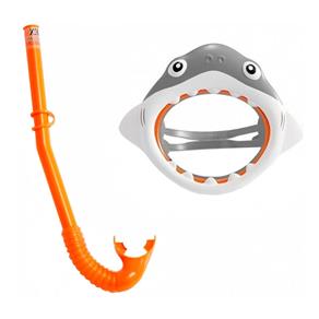 Máscara de Mergulho com Snorkel Tubarão Divertido - Laranja - Único