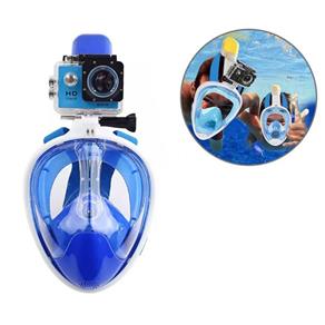 Mascara Mergulho Snorkel Suporte Camera Anti Embaçamento Novo - Azul - M