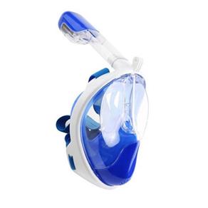 Mascara de Mergulho Full Face Snorkel Anti Embaçamento Suporte Camera - Azul - G/GG