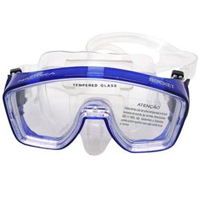 Máscara de Mergulho Rocket Plástico ABS Lente de Vidro NTK - Azul - Selecione=Azul