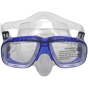 Máscara de Mergulho X-Dive com Lente Dupla e Protetor Nasal Azul - Nautika - Azul - Único