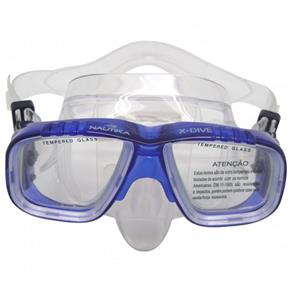 Máscara de Mergulho X-Dive Plástico ABS Lente de Vidro NTK - Azul - Selecione=Azul