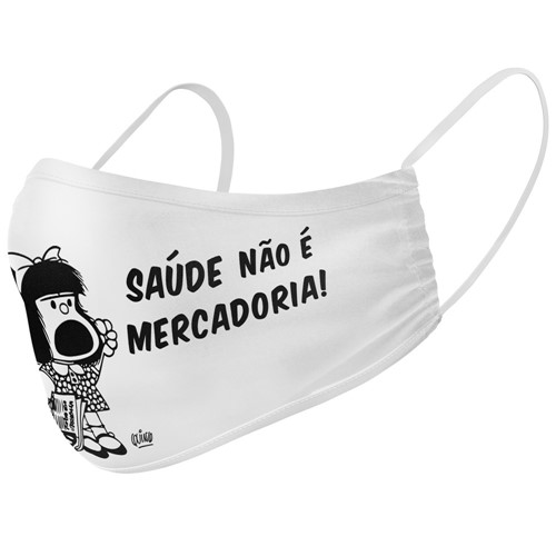 Máscara de Proteção da Mafalda: Saúde não é Mercadoria! (Branco)
