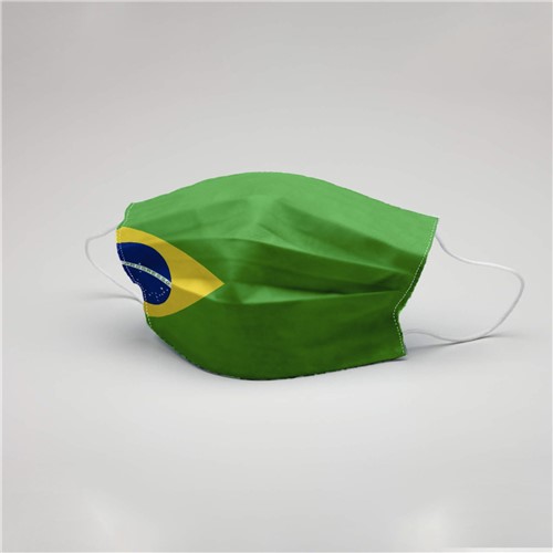 Máscara de Proteção Facial Dupla Tecido C/ Forro TNT Lavável Reutilizável Brasil Verde