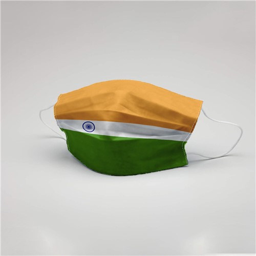 Máscara de Proteção Facial Dupla Tecido C/ Forro TNT Lavável Reutilizável India Amarelo