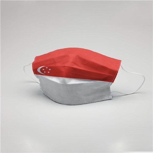 Máscara de Proteção Facial Dupla Tecido C/ Forro TNT Lavável Reutilizável Singapura Vermelho
