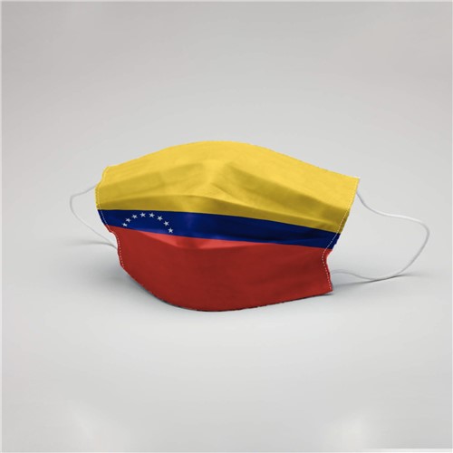 Máscara de Proteção Facial Dupla Tecido C/ Forro TNT Lavável Reutilizável Venezuela Amarelo