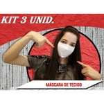 Máscara De Proteção lavavél em Tecido duplo 100% algodão anatômica KIT 3 UNID.