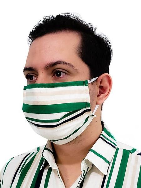 Máscara de Proteção Respiratória Listrada Verde - Phiphi Camisaria