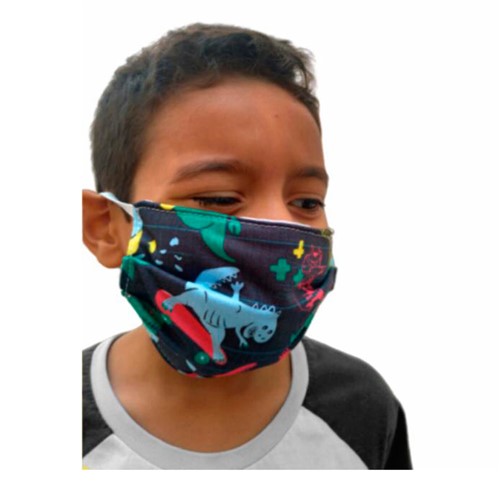 Máscara de Proteção Tecido Infantil Dino Colors