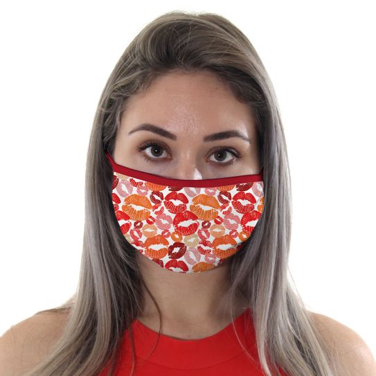 Máscara de Tecido com 4 Camadas Lavável Adulto - Beijos - Mask4all