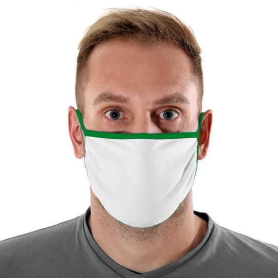 Máscara de Tecido com 4 Camadas Lavável Adulto - Branco e Verde - Mask4all