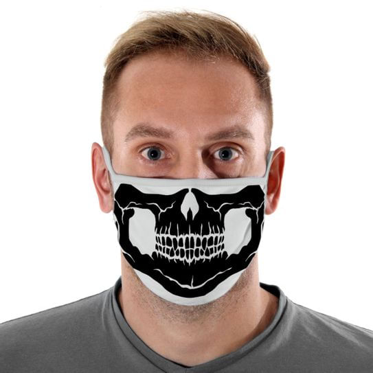 Máscara de Tecido com 4 Camadas Lavável Adulto - Caveira Branca - Mask4all