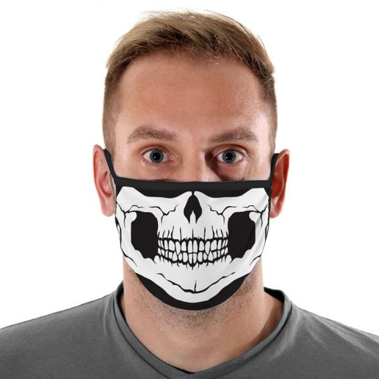 Máscara de Tecido com 4 Camadas Lavável Adulto - Caveira - Mask4all
